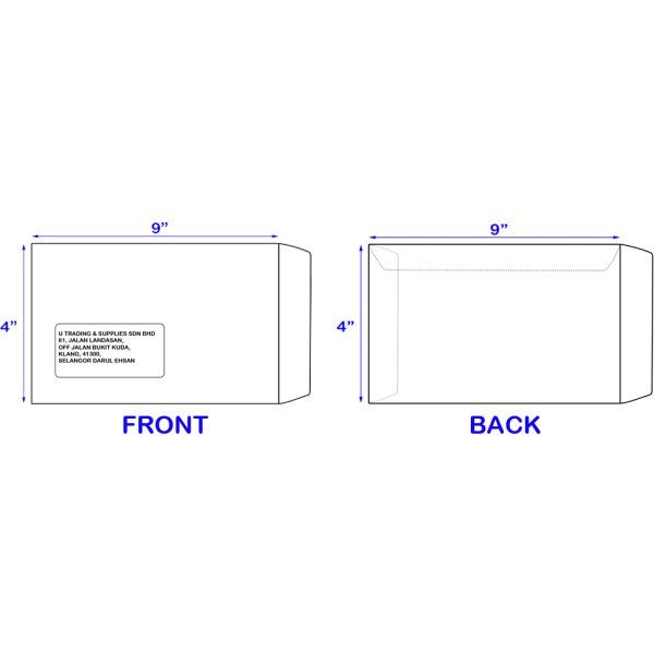 WHITE WINDOW ENVELOPE 4'' X 9'' (500 PCS) (1)