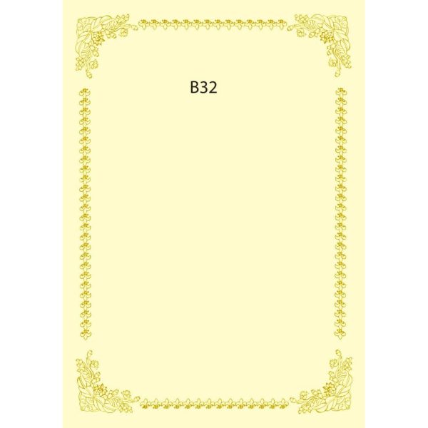 CERTIFICATE CARD WITH GOLD HOT STAMPING BORDER DESIGN A4 160GSM (100 PCS) B32