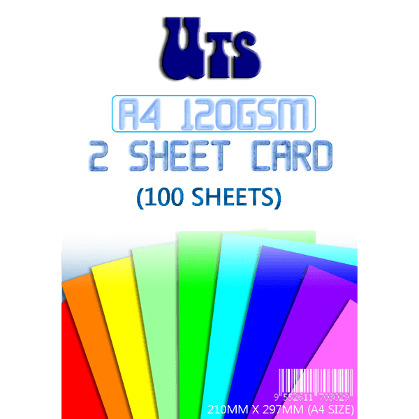 UTS A4 2 SHEET CARD (120GSM) (210MM X 297MM) (100 SHEETS)