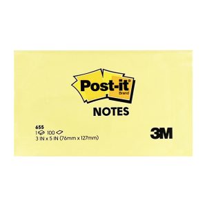 3M 655 3 X 5 POST-IT NOTES YELLOW (100 SHEETS) (76MM X 127MM)